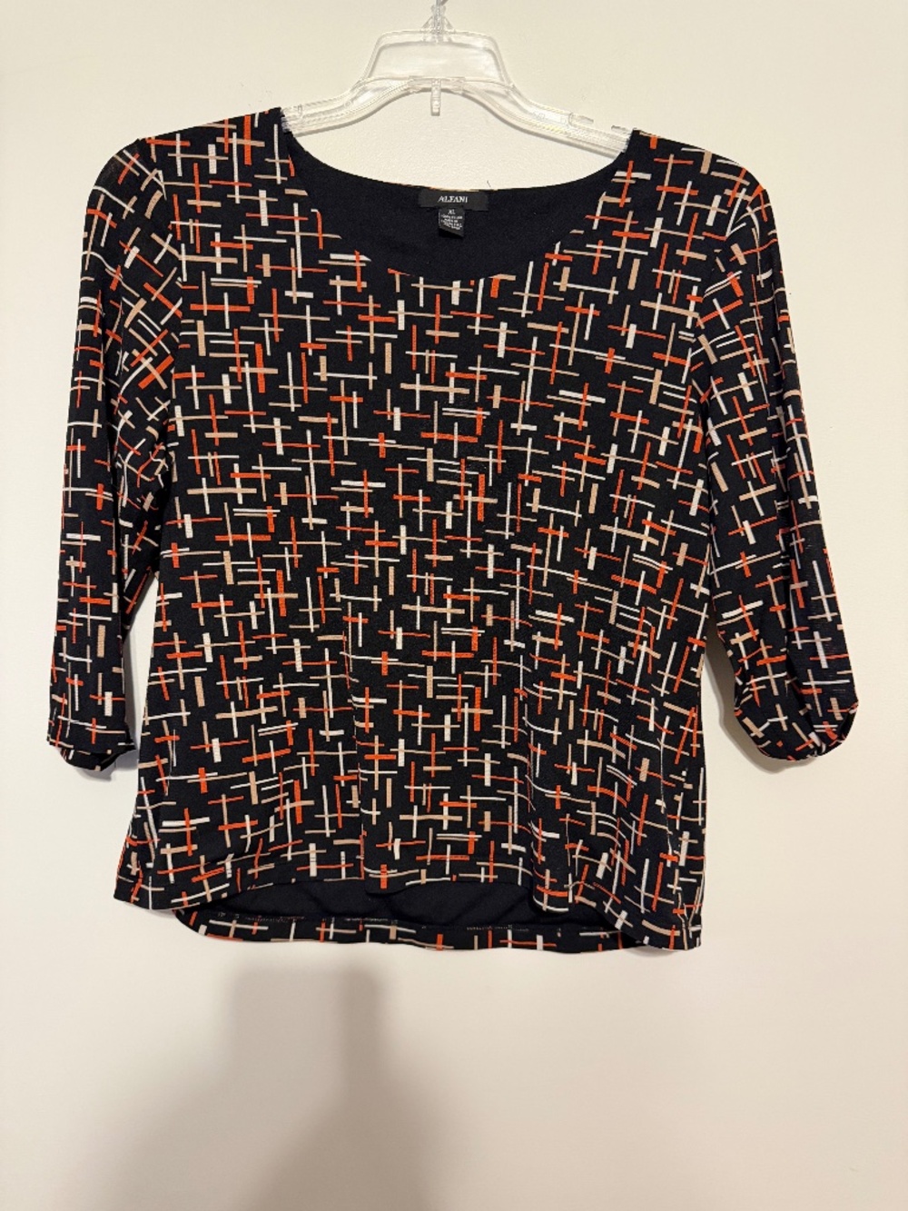 Alfani Abstract Print Scoop Neck Blouse XL